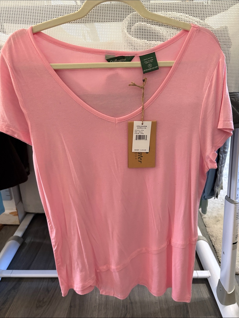 Pink V-Neck Short Sleeve Tee